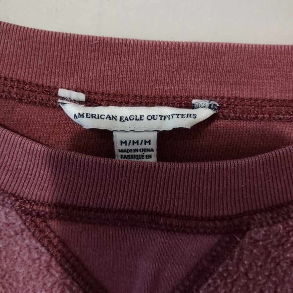 American Eagle Women's Reverse Fleece Crewneck Sweatshirt Rose Colored Size M - Picture 6 of 7